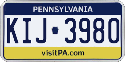 PA license plate KIJ3980