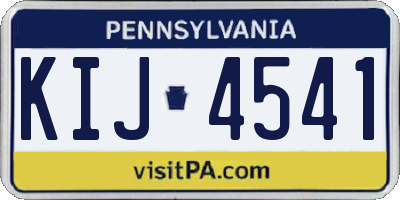 PA license plate KIJ4541