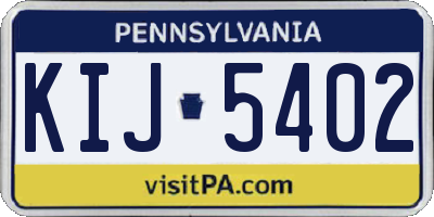 PA license plate KIJ5402