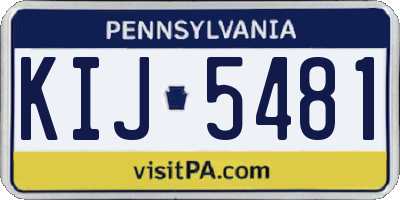 PA license plate KIJ5481