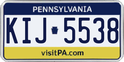 PA license plate KIJ5538