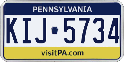 PA license plate KIJ5734