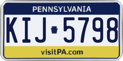 PA license plate KIJ5798