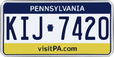 PA license plate KIJ7420