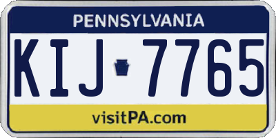 PA license plate KIJ7765