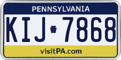 PA license plate KIJ7868