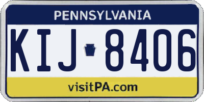 PA license plate KIJ8406