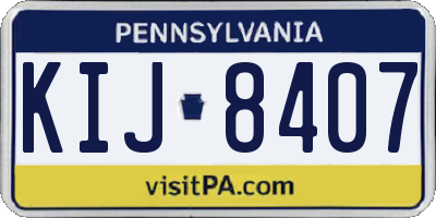 PA license plate KIJ8407