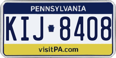PA license plate KIJ8408