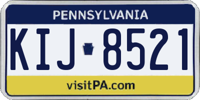 PA license plate KIJ8521