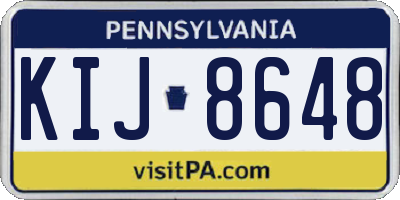 PA license plate KIJ8648