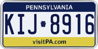 PA license plate KIJ8916