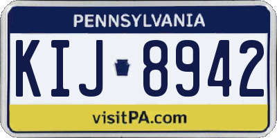 PA license plate KIJ8942
