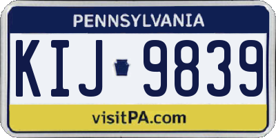 PA license plate KIJ9839