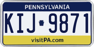 PA license plate KIJ9871