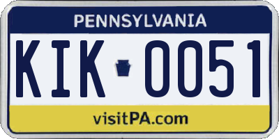 PA license plate KIK0051