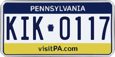 PA license plate KIK0117
