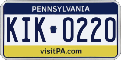PA license plate KIK0220