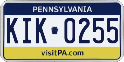 PA license plate KIK0255