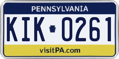 PA license plate KIK0261