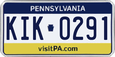PA license plate KIK0291