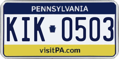 PA license plate KIK0503
