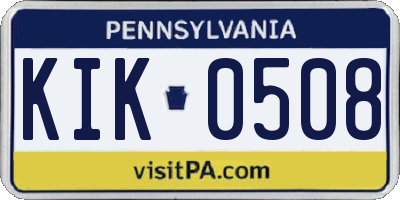 PA license plate KIK0508