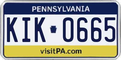 PA license plate KIK0665