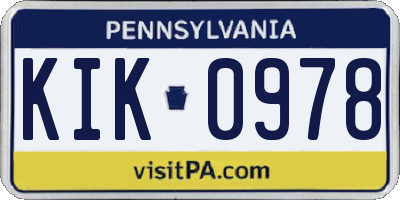 PA license plate KIK0978
