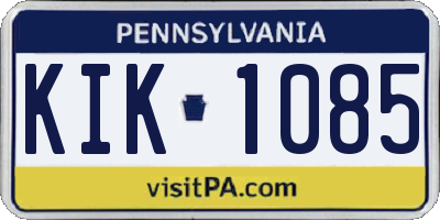 PA license plate KIK1085