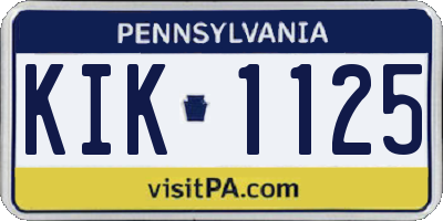 PA license plate KIK1125