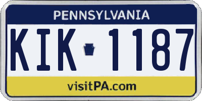 PA license plate KIK1187