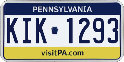 PA license plate KIK1293