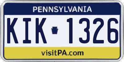 PA license plate KIK1326