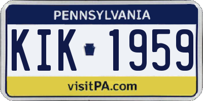 PA license plate KIK1959