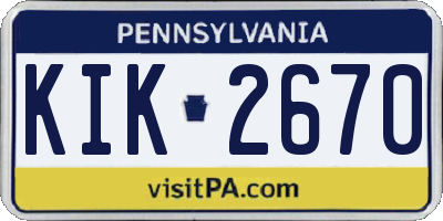 PA license plate KIK2670