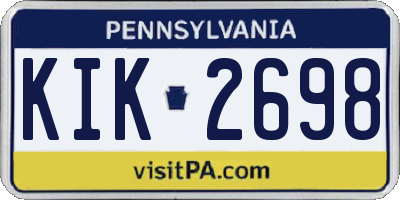 PA license plate KIK2698