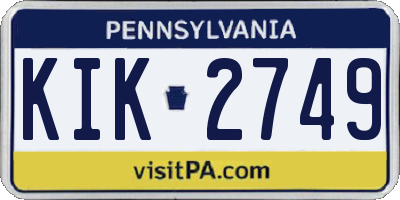 PA license plate KIK2749