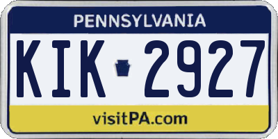 PA license plate KIK2927