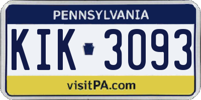 PA license plate KIK3093