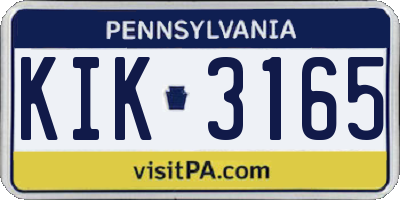 PA license plate KIK3165