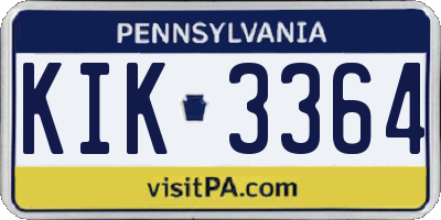 PA license plate KIK3364