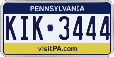 PA license plate KIK3444