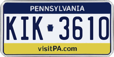 PA license plate KIK3610