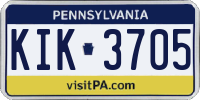 PA license plate KIK3705