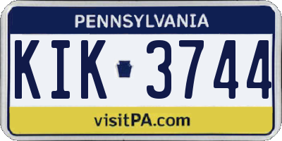 PA license plate KIK3744