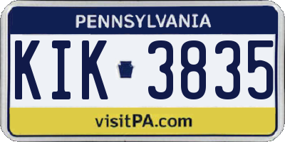 PA license plate KIK3835