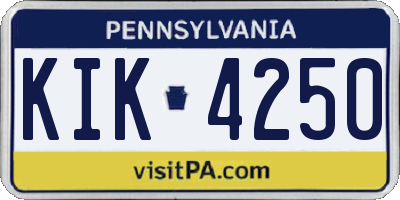 PA license plate KIK4250