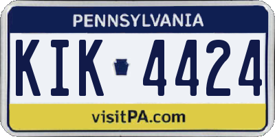 PA license plate KIK4424