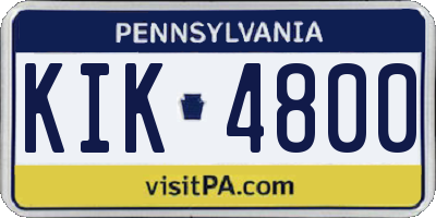 PA license plate KIK4800